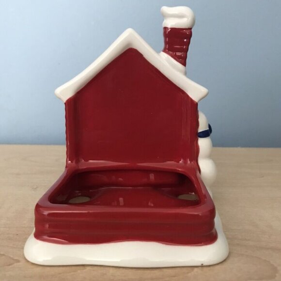 Bath And Body Works Ceramic Snowman House Hand Dispenser Bottle Holder GUC - Picture 2 of 2